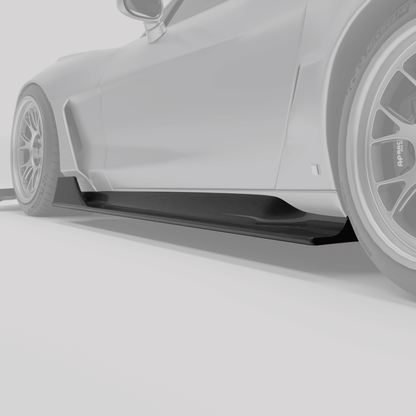 Corvette C6 carbon fiber side skirts shown from a rear angle