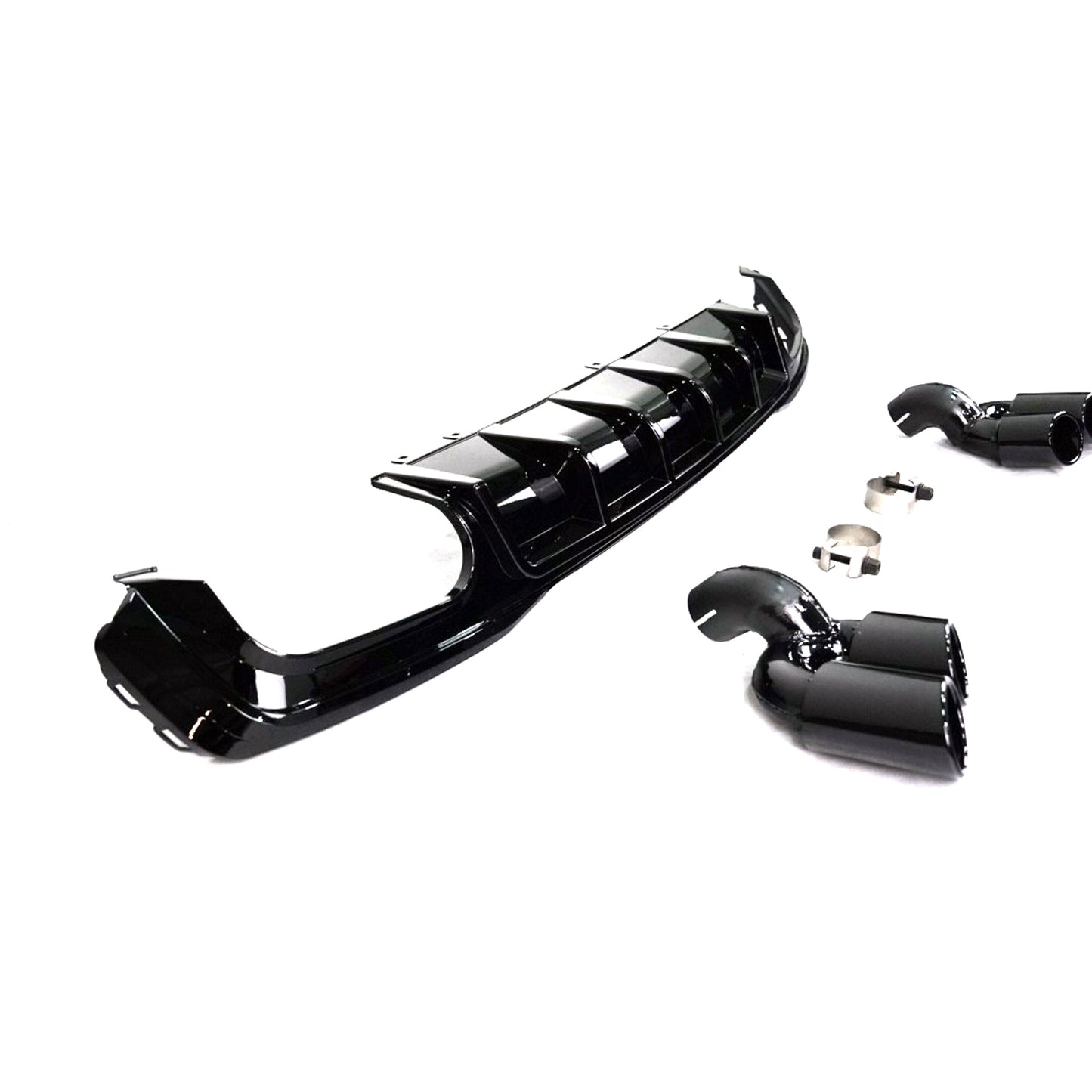 Gloss Black Rear Diffuser for Audi A7 C8 S line(with Black Exhaust Tips)(2019-2020)