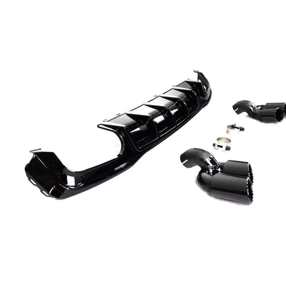 Gloss Black Rear Diffuser for Audi A7 C8 S line(with Black Exhaust Tips)(2019-2020)