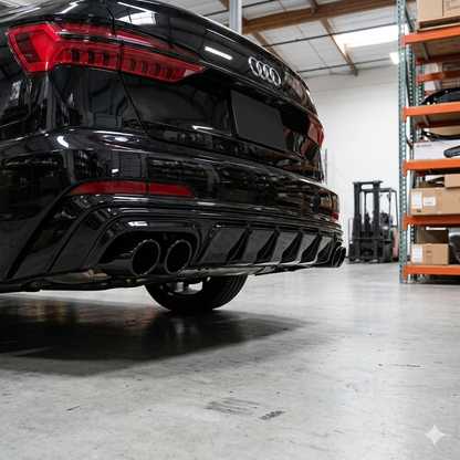 PP Rear Diffuser For Audi A6 C8(with Black Exhaust Tips)(2020-2021)