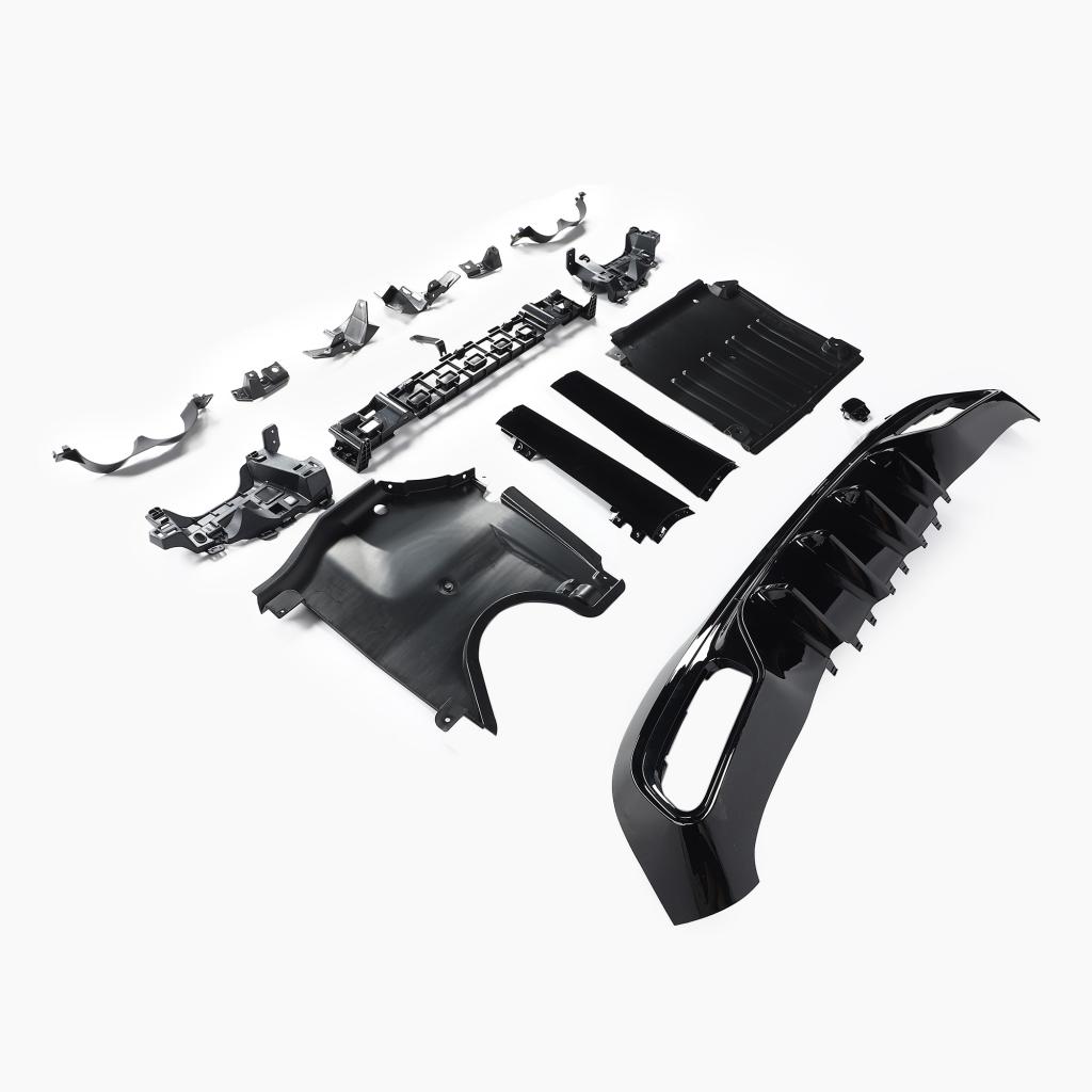 Gloss Black Rear Diffuser with Black Tail Pipe for Mercedes Benz C-Class C43 AMG W206 Sedan (2022+)