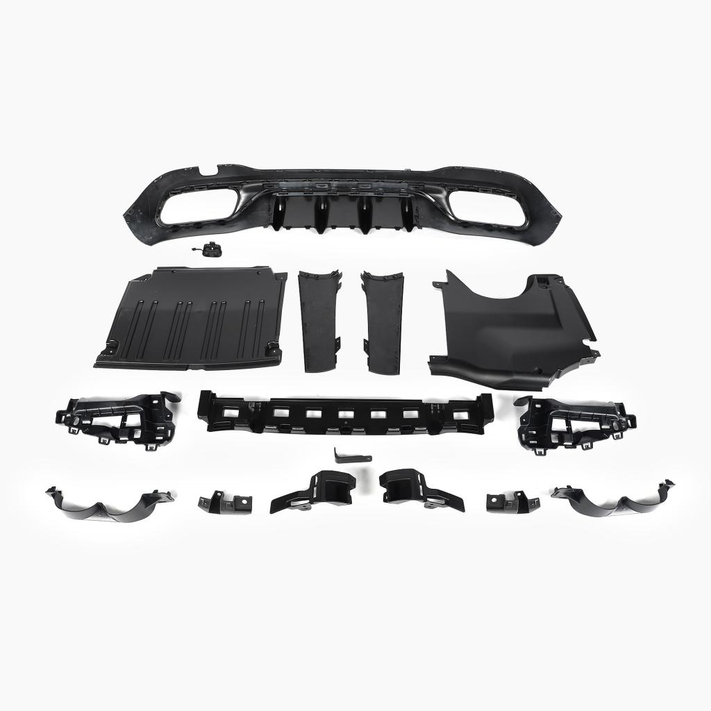 Gloss Black Rear Diffuser with Black Tail Pipe for Mercedes Benz C-Class C43 AMG W206 Sedan (2022+)