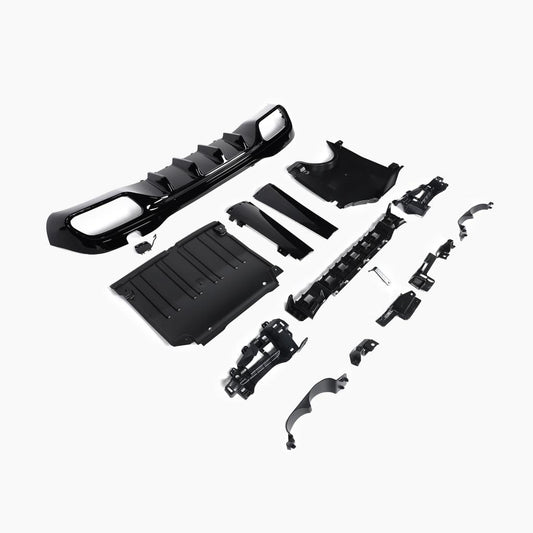 Gloss Black Rear Diffuser with Black Tail Pipe for Mercedes Benz C-Class C43 AMG W206 Sedan (2022+)