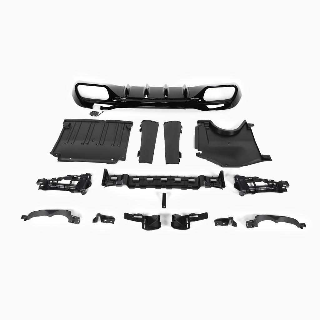 Gloss Black Rear Diffuser with Black Tail Pipe for Mercedes Benz C-Class C43 AMG W206 Sedan (2022+)