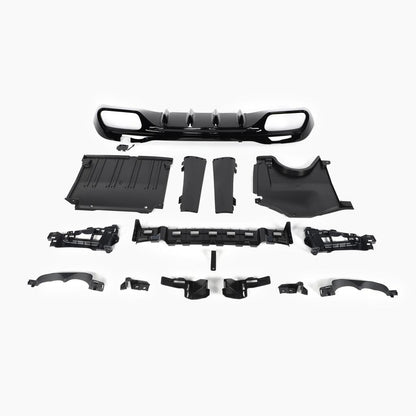 Gloss Black Rear Diffuser with Black Tail Pipe for Mercedes Benz C-Class C43 AMG W206 Sedan (2022+)
