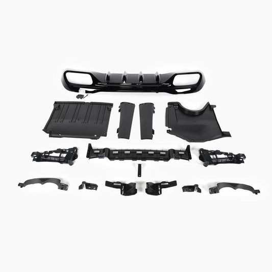 Gloss Black Rear Diffuser with Black Tail Pipe for Mercedes Benz C-Class C43 AMG W206 Sedan (2022+)
