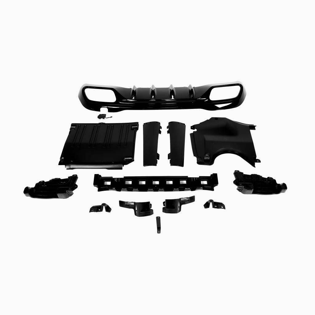 Gloss Black Rear Diffuser with Black Tail Pipe for Mercedes Benz C63 AMG W206 Sedan (2023+)