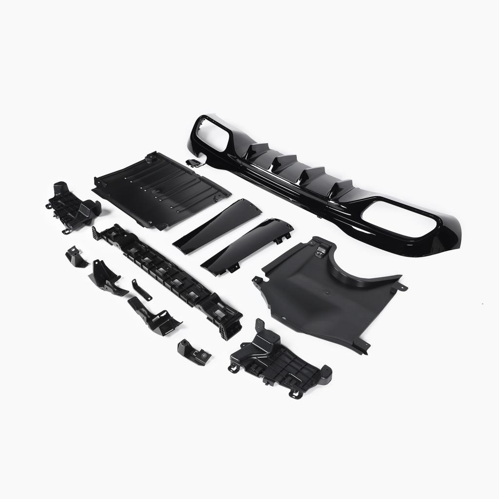 Gloss Black Rear Diffuser with Sliver Tail Pipe for Mercedes Benz C63 AMG W206 Sedan (2023+)