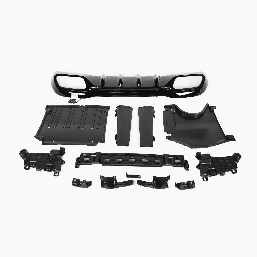 Gloss Black Rear Diffuser with Sliver Tail Pipe for Mercedes Benz C63 AMG W206 Sedan (2023+)
