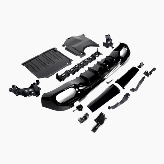 Gloss Black Rear Diffuser with Sliver Tail Pipe for Mercedes Benz C-Class C43 AMG W206 Sedan (2022+)