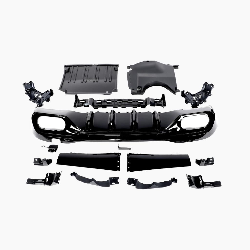 Gloss Black Rear Diffuser with Sliver Tail Pipe for Mercedes Benz C-Class C43 AMG W206 Sedan (2022+)