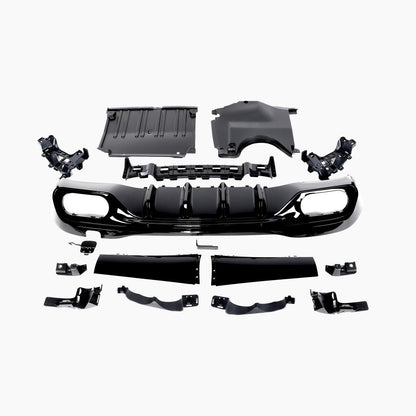 Gloss Black Rear Diffuser with Sliver Tail Pipe for Mercedes Benz C-Class C43 AMG W206 Sedan (2022+)