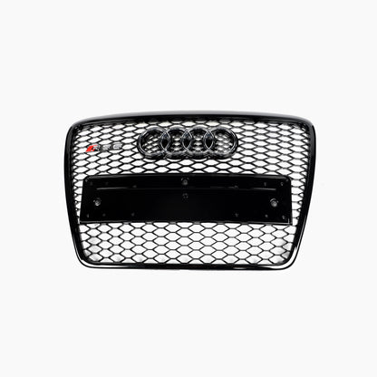 Black without radar hole grille For Audi A6 C6 Facelift(black frame+black grid+electroplated mark)(2009–2011)