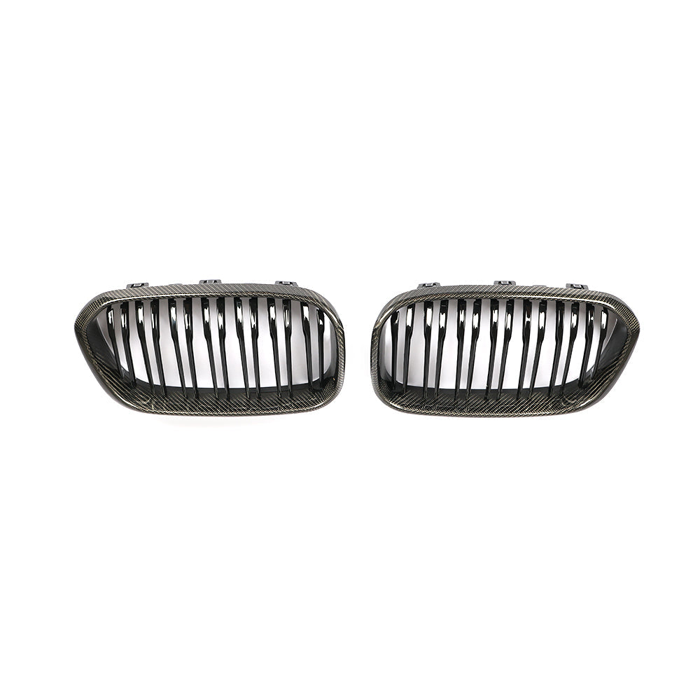 Gloss Dual Slat Carbon Fiber Kidney Grille for BMW 1 Series F20, F21 LCI (2015-2019)