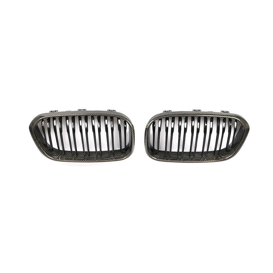 Gloss Dual Slat Carbon Fiber Kidney Grille for BMW 1 Series F20, F21 LCI (2015-2019)