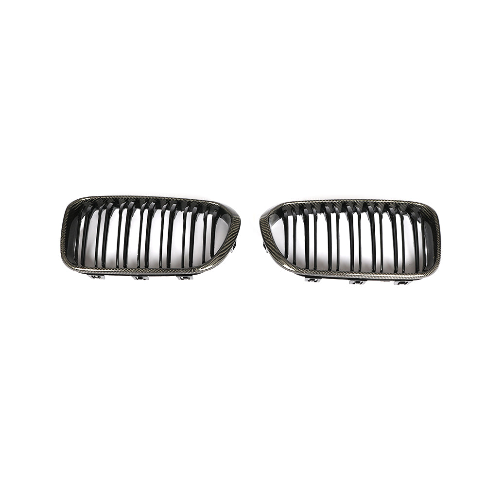 Gloss Dual Slat Carbon Fiber Kidney Grille for BMW 1 Series F20, F21 LCI (2015-2019)