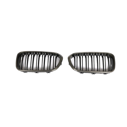Gloss Dual Slat Carbon Fiber Kidney Grille for BMW 1 Series F20, F21 LCI (2015-2019)