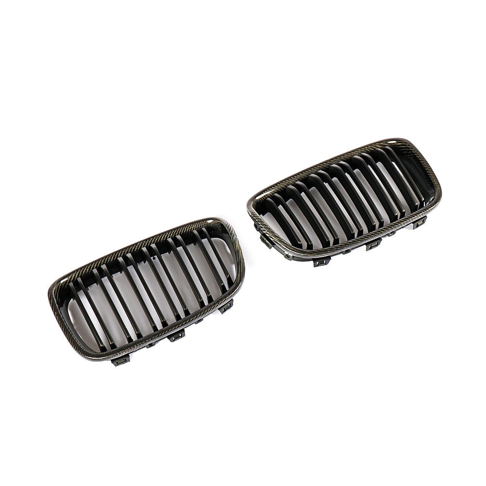 Matte Dual Slat Carbon Fiber Front Grille for BMW 1 Series F20, F21 Pre-LCI (2011-2015)