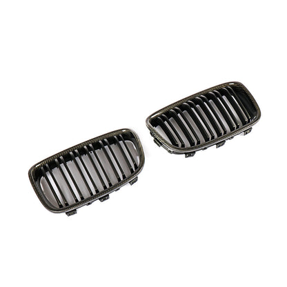 Matte Dual Slat Carbon Fiber Front Grille for BMW 1 Series F20, F21 Pre-LCI (2011-2015)