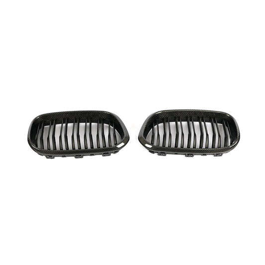 Matte Dual Slat Carbon Fiber Kidney Grille for BMW 1 Series F20, F21 LCI (2015-2019)