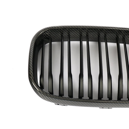 Matte Dual Slat Carbon Fiber Kidney Grille for BMW 1 Series F20, F21 LCI (2015-2019)