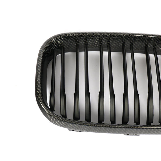 Matte Dual Slat Carbon Fiber Kidney Grille for BMW 1 Series F20, F21 LCI (2015-2019)