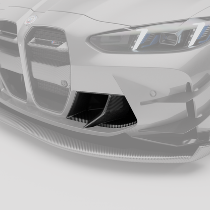 BMW M3 carbon fiber front inlet render showing duct shape
