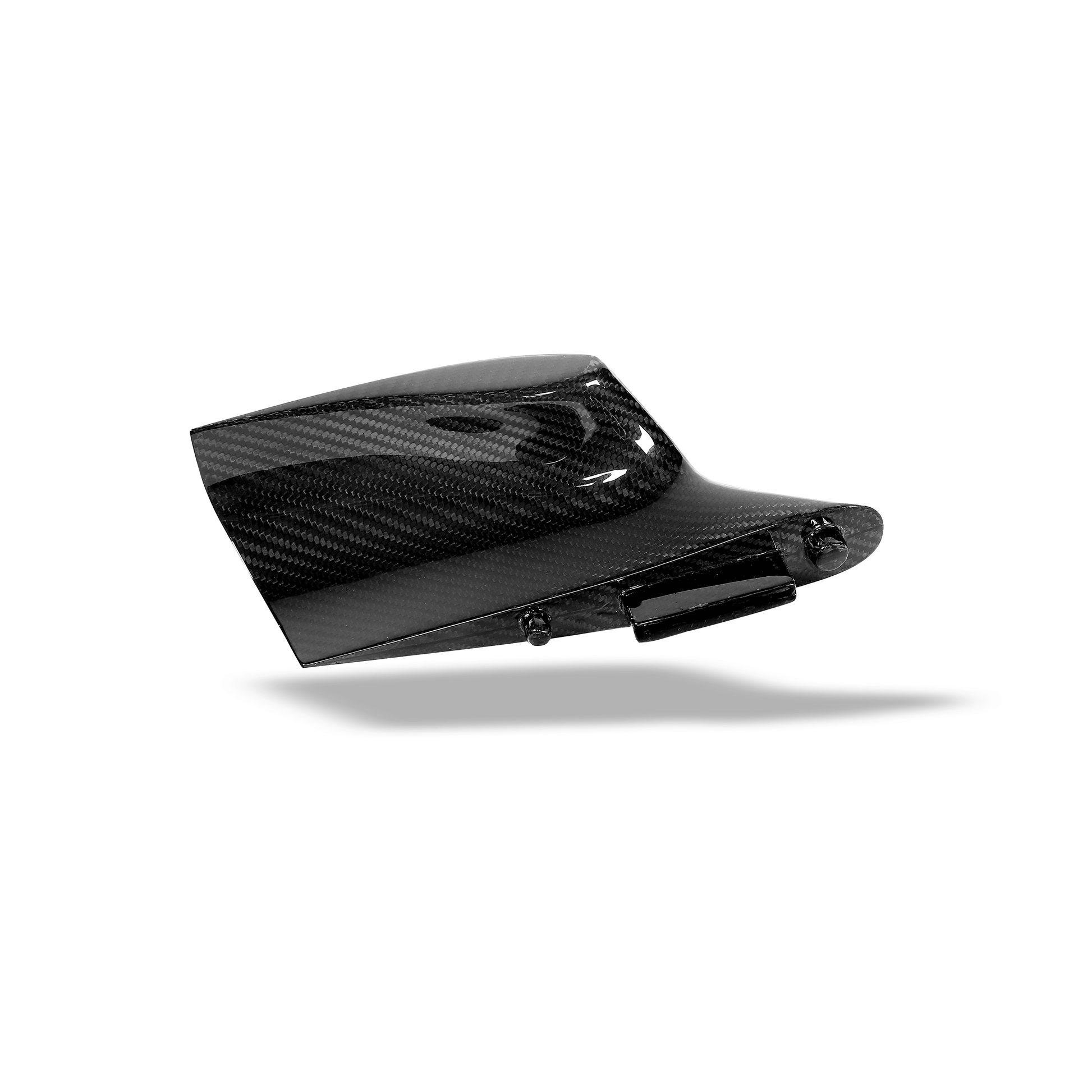 BMW M3 G80 driver-side carbon splitter end plate, angled render view