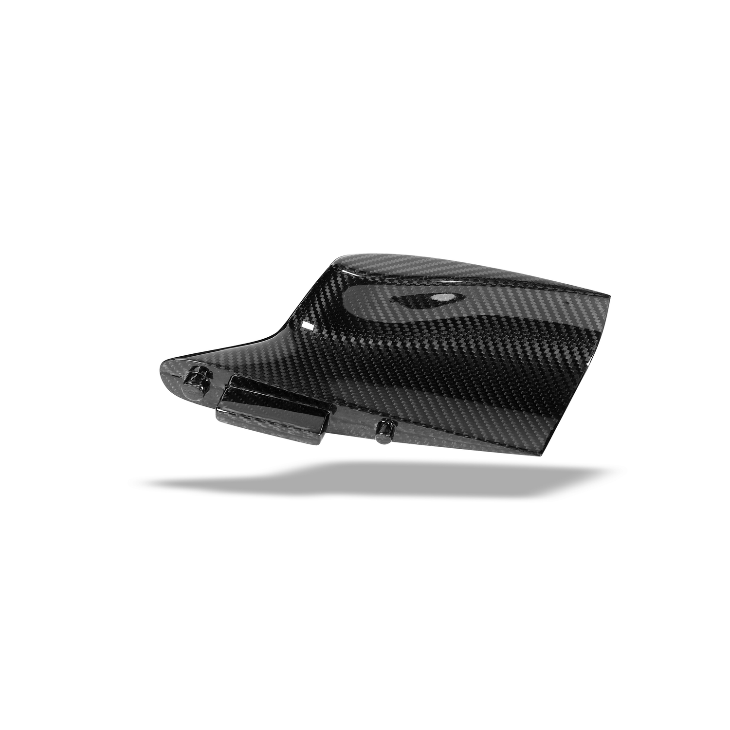 BMW M3 G80 passenger-side carbon splitter end plate, angled render view
