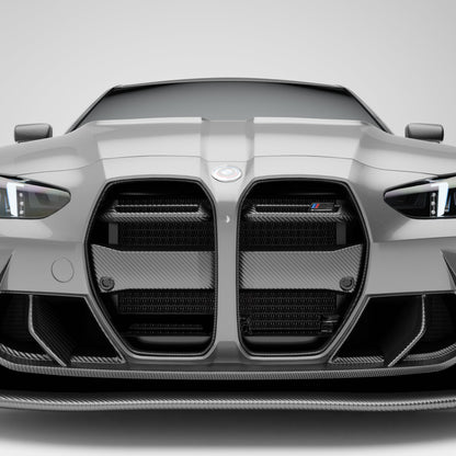 BMW M3 G80 carbon fiber front grille with ACC front-on view