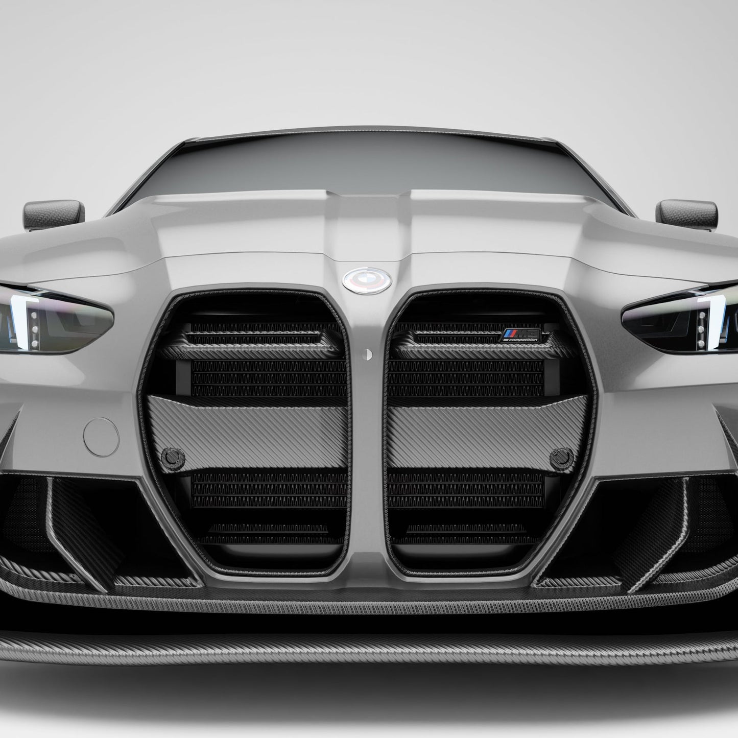BMW M3 G80 carbon fiber front grille without ACC front-on view