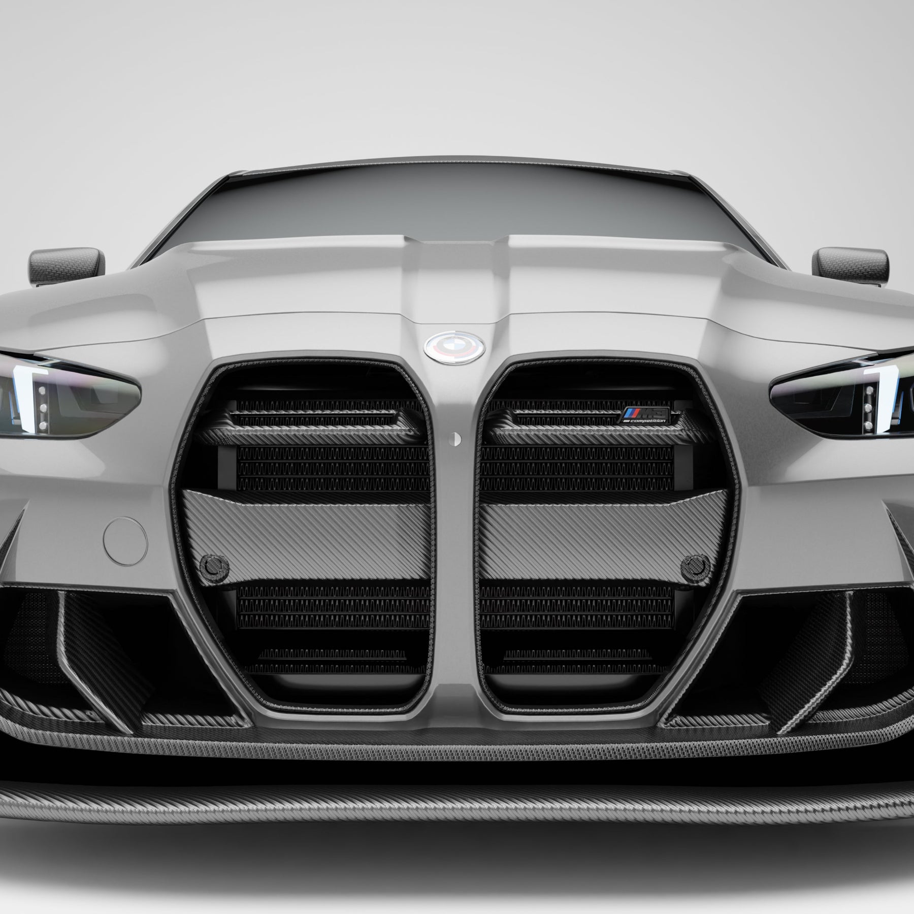 BMW M3 G80 carbon fiber front grille without ACC front-on view
