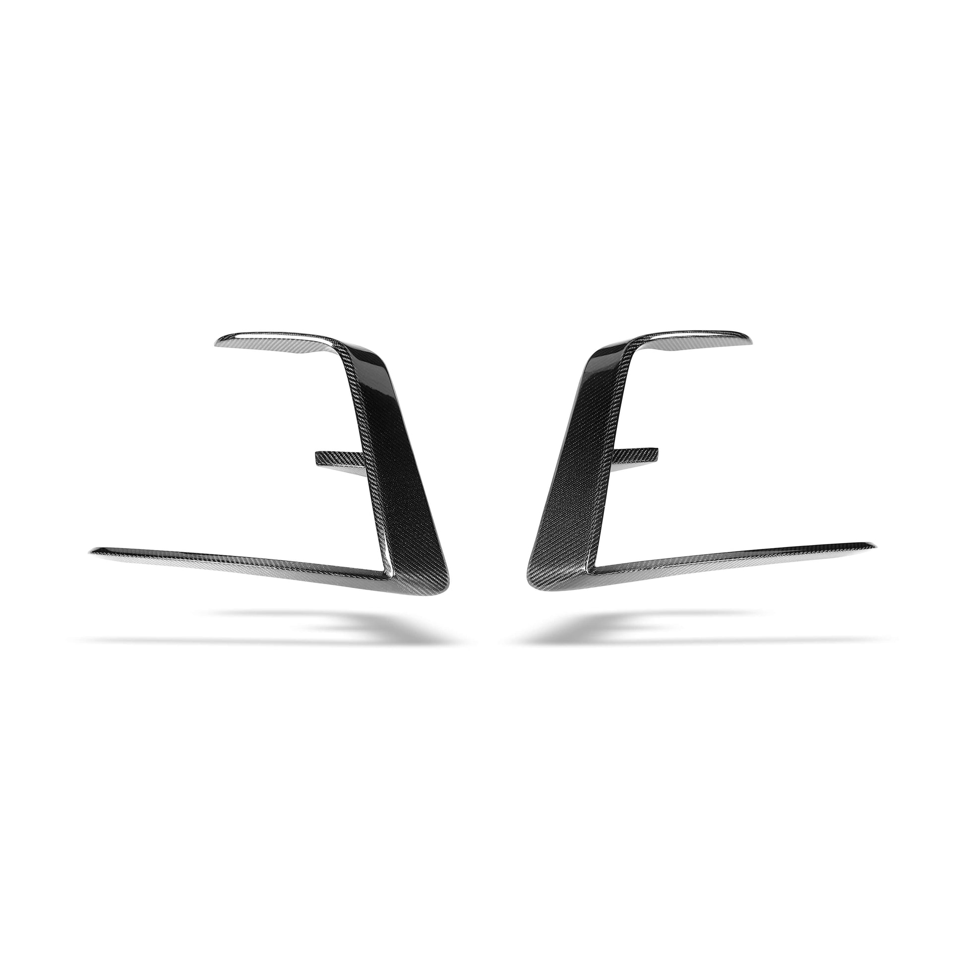 Carbon fiber canard fitted to the front bumper corner of Model Y facelift