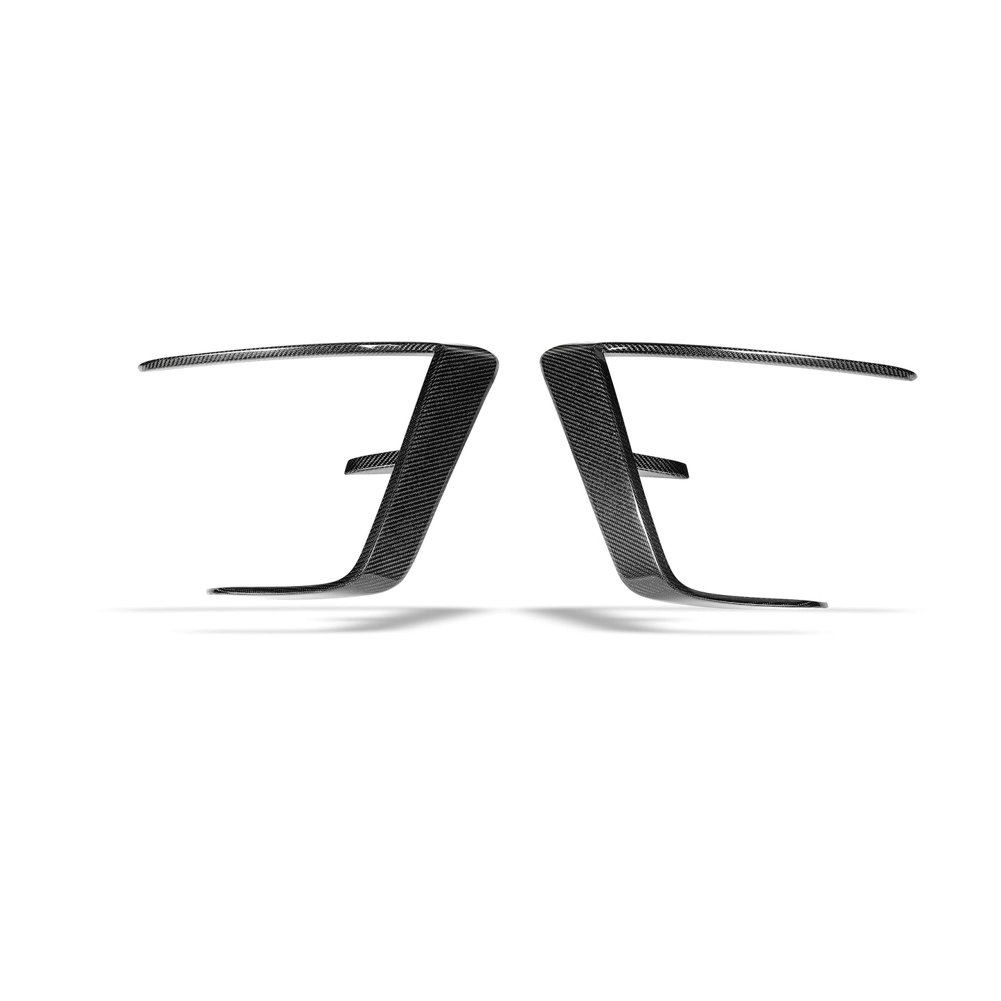 Angled view of the front canard adding definition to the Model Y nose