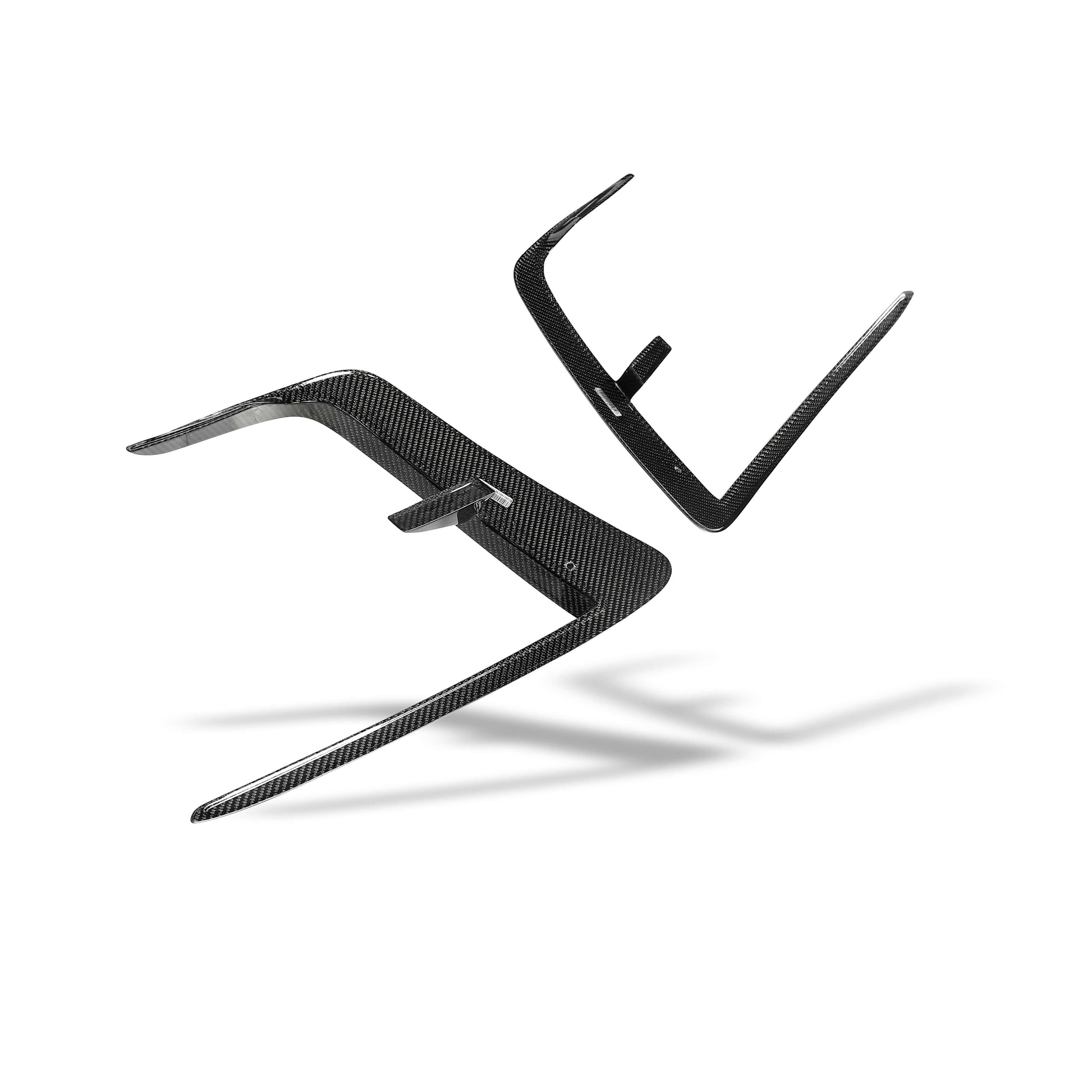 Close gloss-weave texture of the Model Y carbon fiber canard