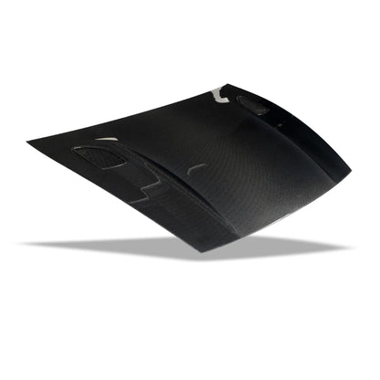 Carbon fiber hood fitted with clean panel gaps on Model Y facelift
