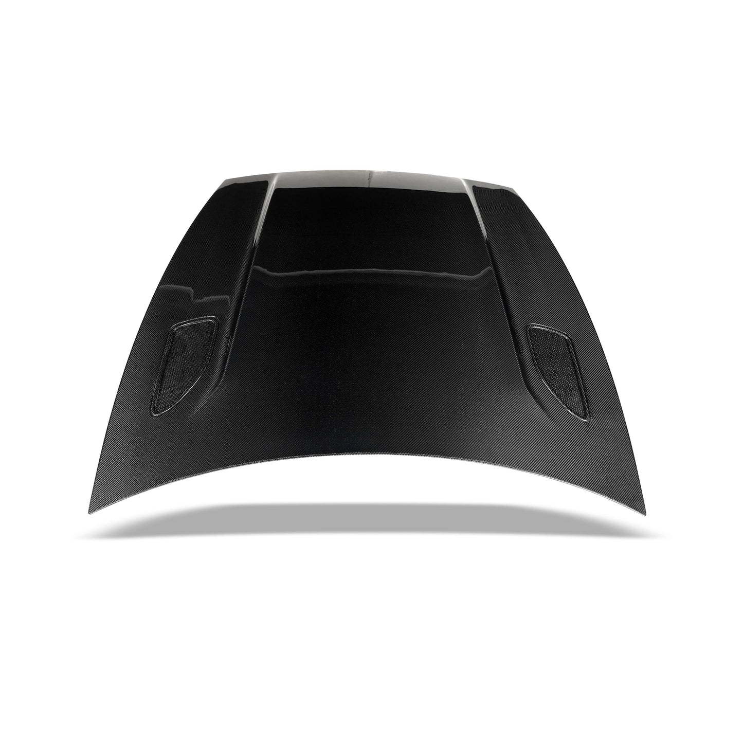 Side profile of the carbon fiber hood line on Tesla Model Y
