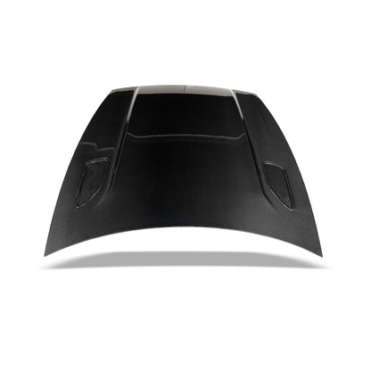 Side profile of the carbon fiber hood line on Tesla Model Y