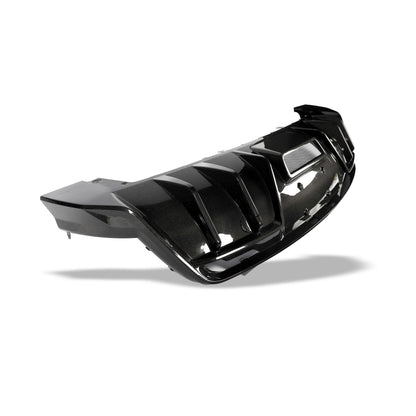 Tesla Model Y carbon fiber rear diffuser, gloss weave surface detail