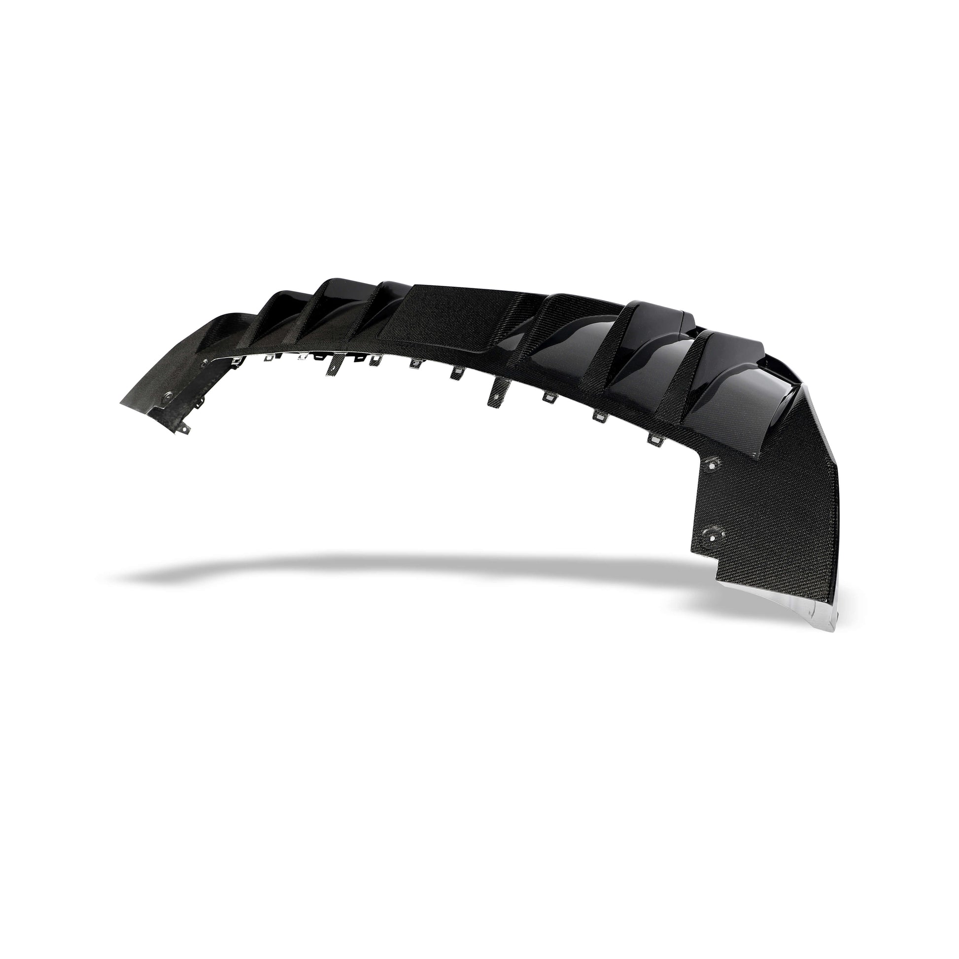Tesla Model Y carbon fiber rear diffuser, rear three quarter view