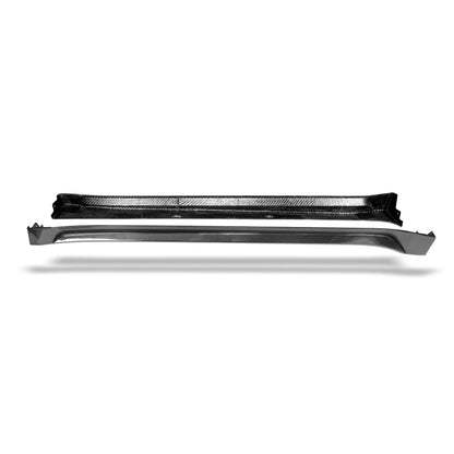 Tesla Model Y carbon fiber side skirt, front section fitment detail