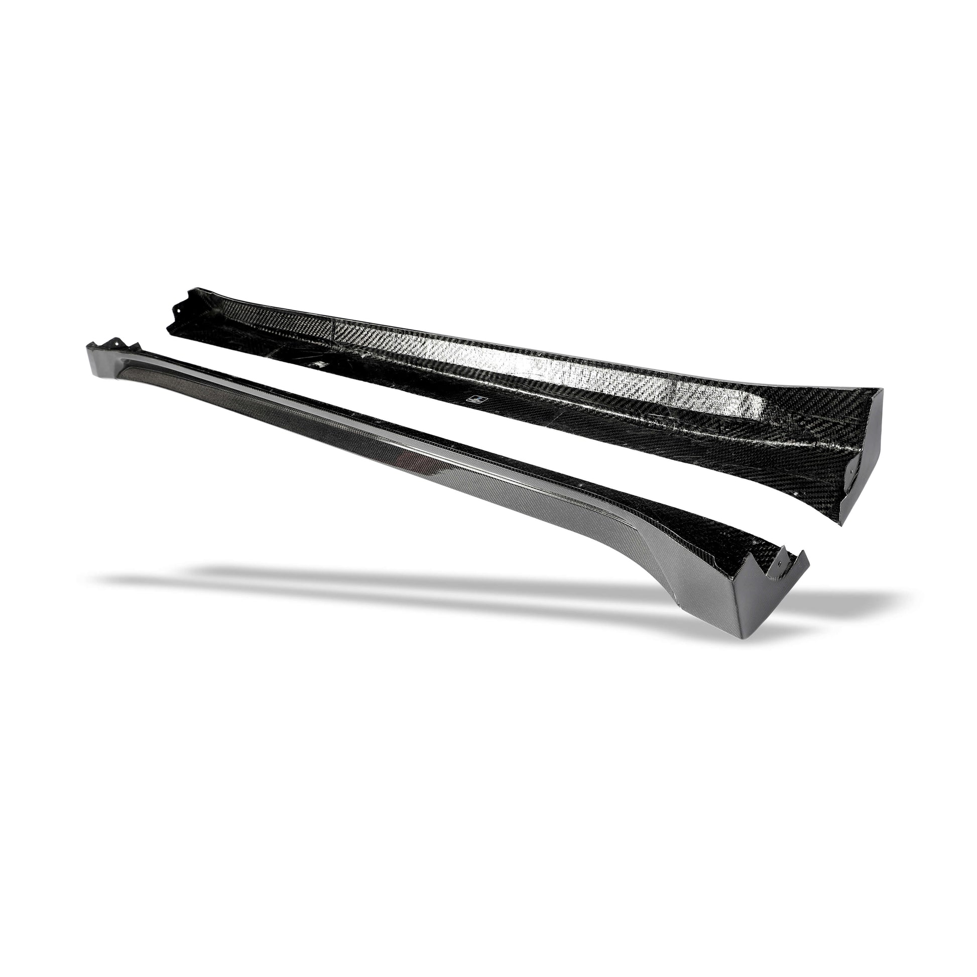 Tesla Model Y carbon fiber side skirt, rear section contour view
