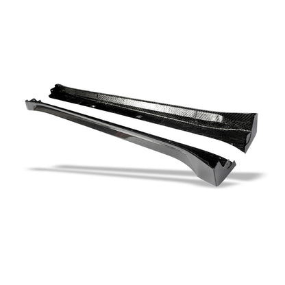 Tesla Model Y carbon fiber side skirt, rear section contour view