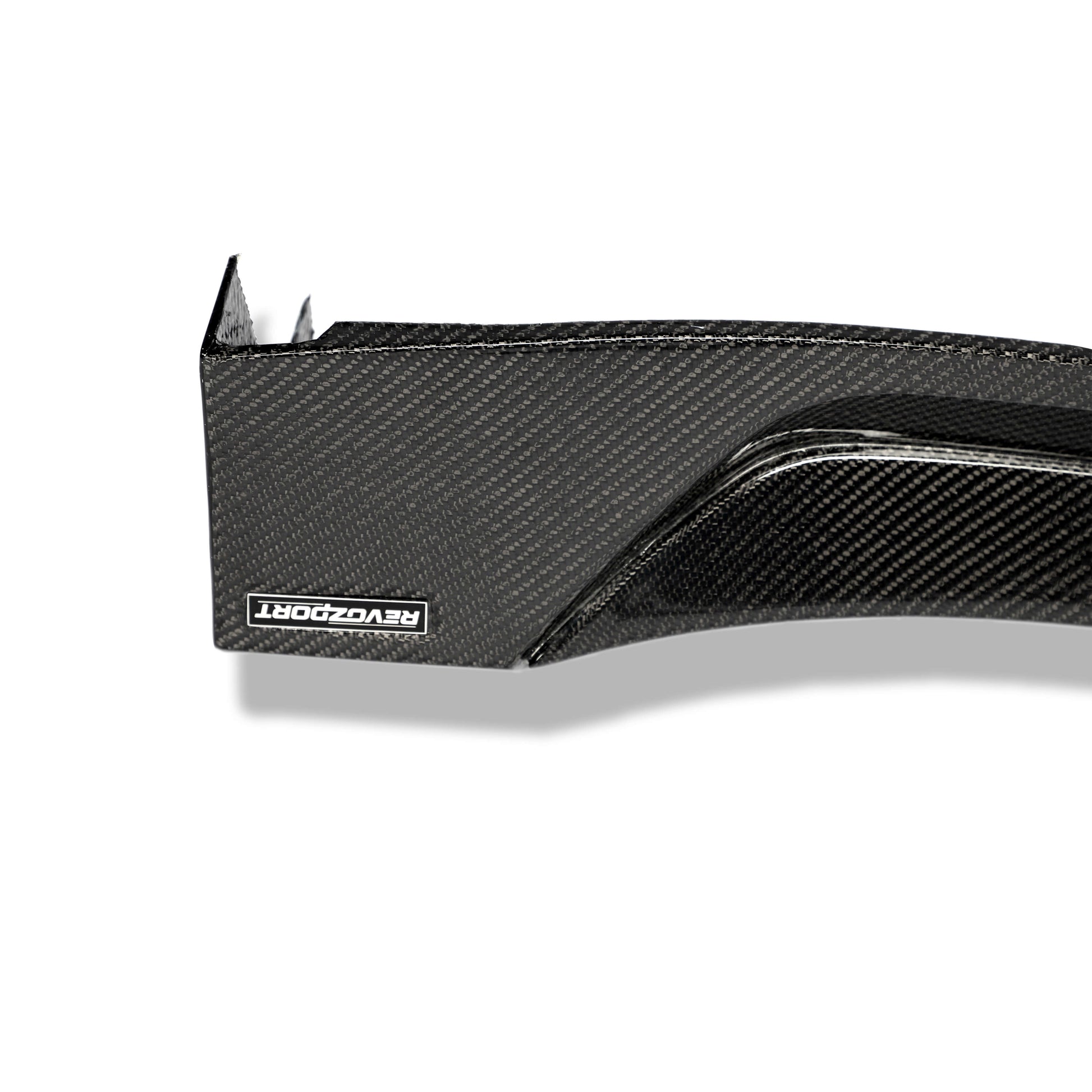 Tesla Model Y carbon fiber side skirt, rocker edge mounted view