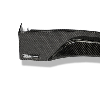 Tesla Model Y carbon fiber side skirt, rocker edge mounted view