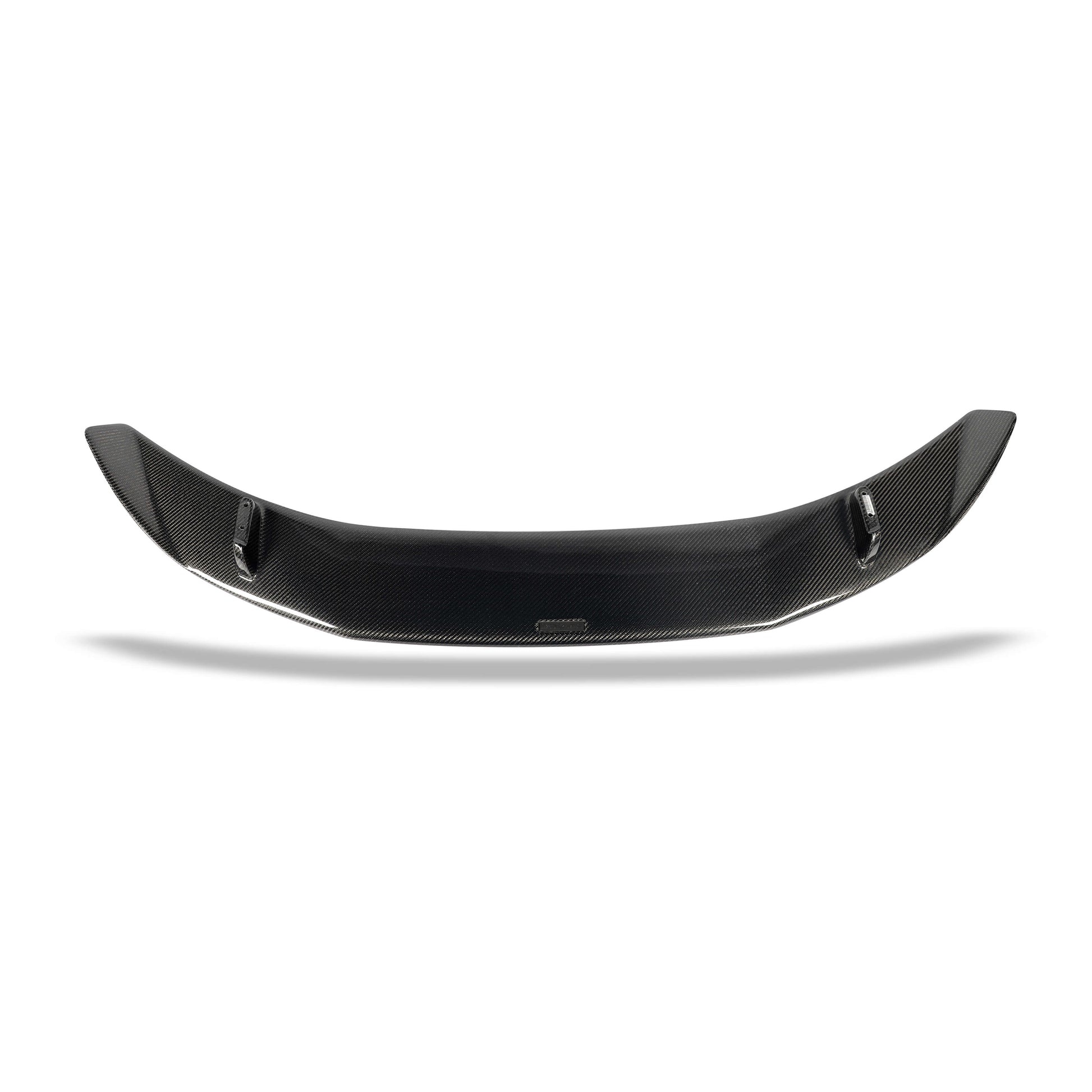 Tesla Model Y carbon fiber rear spoiler, rear angle on vehicle