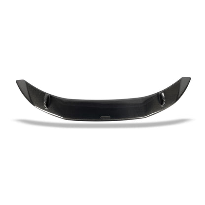 Tesla Model Y carbon fiber rear spoiler, rear angle on vehicle