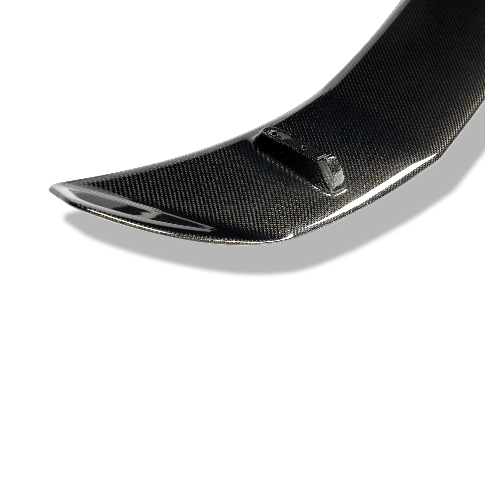 Tesla Model Y carbon fiber rear spoiler, rear three quarter view