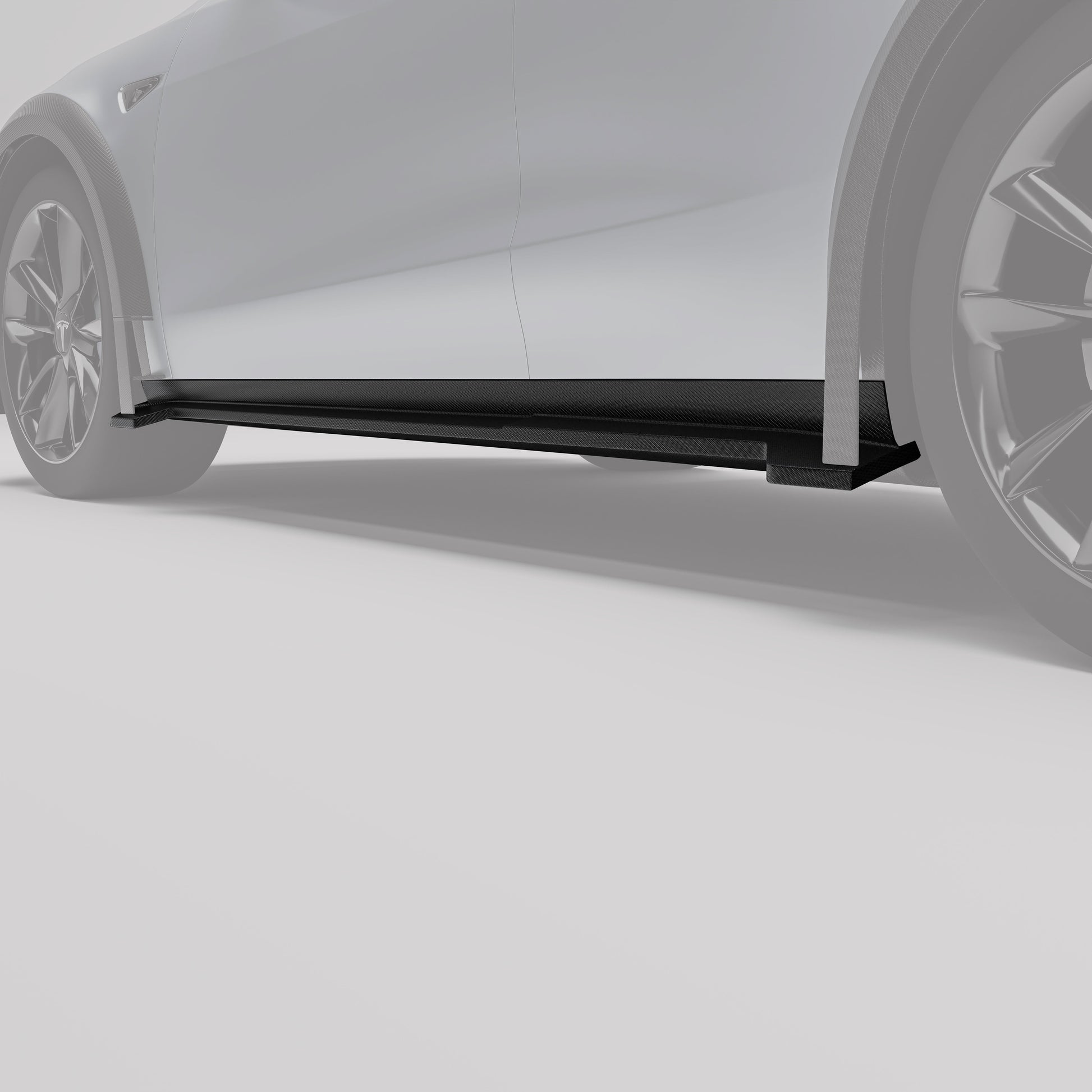Carbon fiber side skirt panel weave detail close-up