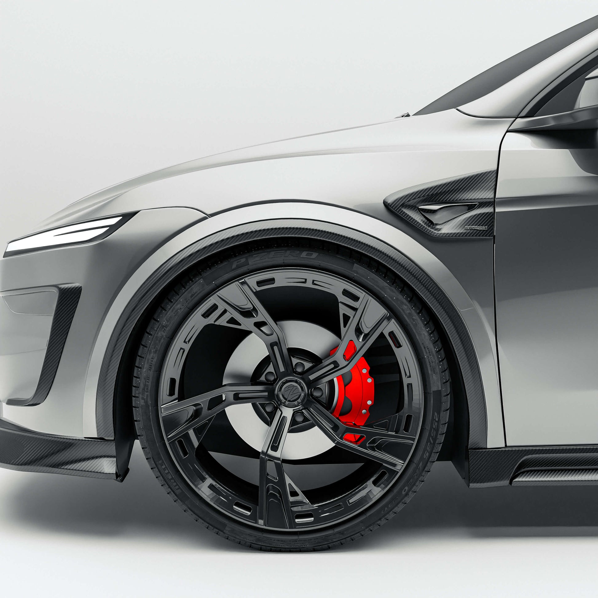 Tesla Model Y Juniper carbon fiber side fender vents, product studio view